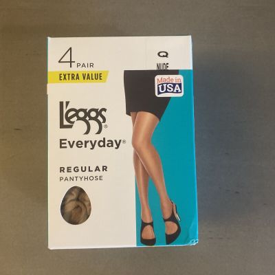 LEGGS Everday Regular Pantyhose Size Q NUDE 4 Pairs