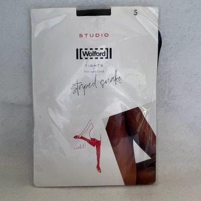 Wolford Studio Striped Snake Tights - Shark Grey / Black - 60 Denier - Small