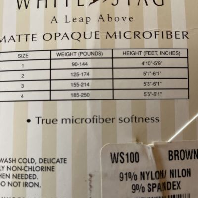 White Stag Matte Opaque Microfiber Size 2 Brown Nylon Blend