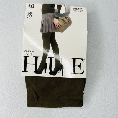 NWT Hue Opaque Tights Womens Size 1 Oliver Green 1 Pair New