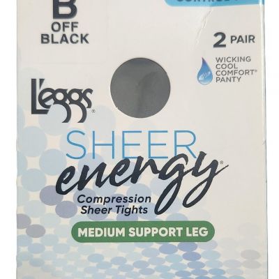 L'eggs Sheer Control Top Energy Compression Tights - 2 Pair - Size B - Off Black