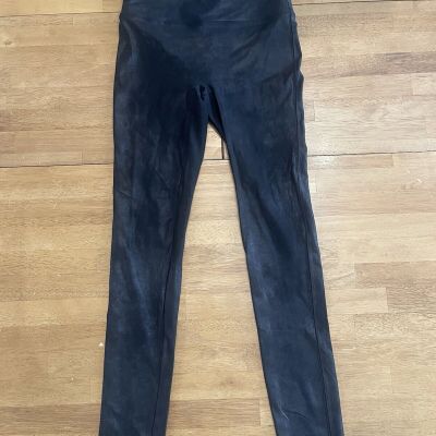 Spanx Faux Leather Leggings Womens Black Pull On Stretch Pants Size M