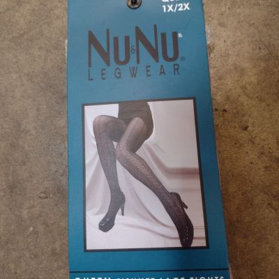 Nu&Nu Legwear Queen Fishnet Lace Tights 1x/2x