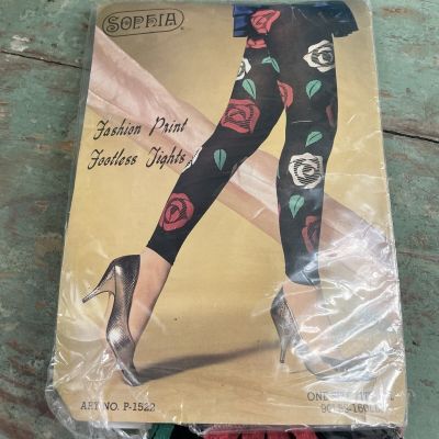 vintage sophia brand footless tights floral one size flowers super mod