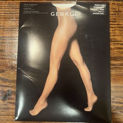 George Firm Support Control Top Pantyhose Size Medium/Tall White Style #4898