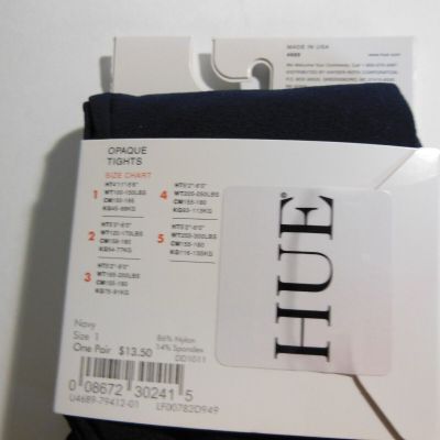 NWT Women's Hue Opaque Tights 1 Pair Size 1 Ink Black #4689, 2 Avail