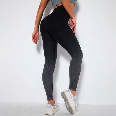 DreamNow Gradient Black Style High Waisted Women Gym Workout Yoga Pants Leggings