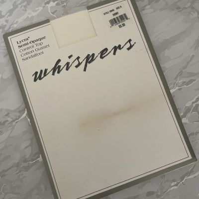 Vtg Whispers Ivory Lycra Semi Opaque Control Cotton Gusset Sandalfoot Pantyhose