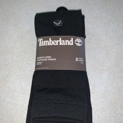 Timberland Women's Tights Fleece Lined Footless  Black 2 Pairs Size M/L New