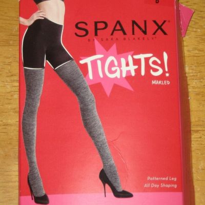 New SPANX FH0615 Patterned Leg All Day Shaping Marled Tights Size C Gray Marl