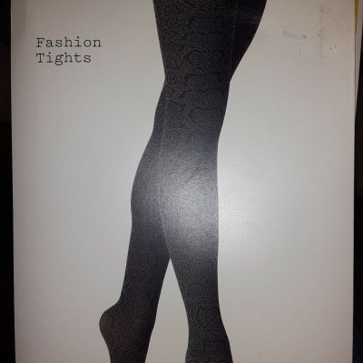 A New Day Women's Snake Skin Fashion Tights - S/M- Black - C414 2 pair