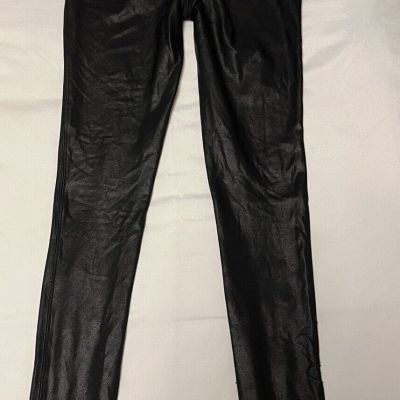 Spanx Leggings Women's Small S/P Black Faux Leather Shiny Sheen Night Out