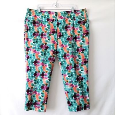 Soft Surroundings Multicolor Brush Print High Rise Capri Leggings Plus Size 2X