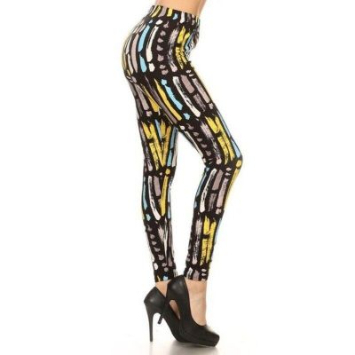 Reg One Size Womens Paint Strokes Printed, High Waisted Leggings In A Fit Style,