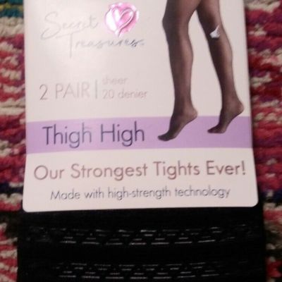 NEW Secret Treasures 2 pair of sheer black thigh high stockings womens Missy