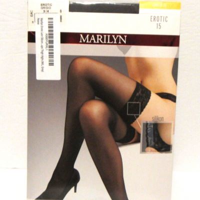 Marilyn Erotic 15, Lace Top Thigh High Stockings, Grey 3/4 M/L