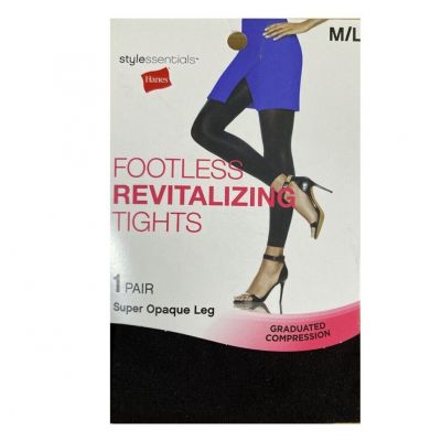 Hanes 1 Pair Style Essentials Footless Revitalizing Tights Black M/L 1 Pair