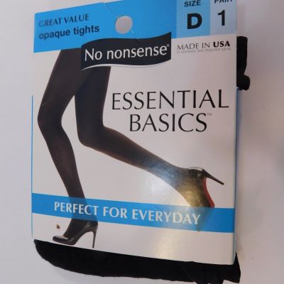New Ladies No Nonsense Essential Basics Black Opaque Tights Size D