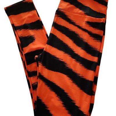 Lularoe Bright Animal Print OS Leggings Tiger Stripes Orange Black NWOT