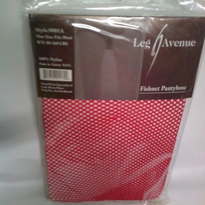 Leg Avenue Fishnet Red Pantyhose Tights One Size Fits Most Women 90-160 Lbs New