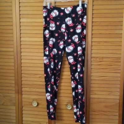 Legging Army Black Red White Christmas Penquin Print Leggings Plus Size 14-20