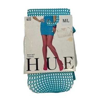 HUE Ladies Blue Box Net Tights, Size M/L, NWT