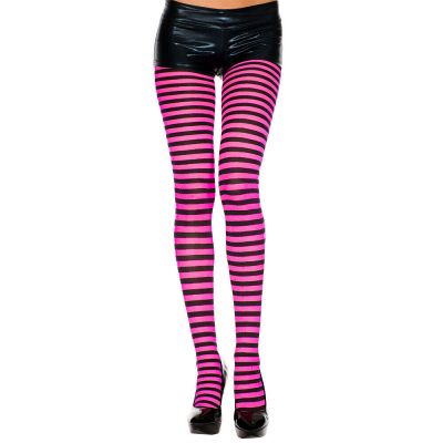 Music Legs 7471 Nylon Opaque Striped Tights, Multi Size & Colors Available