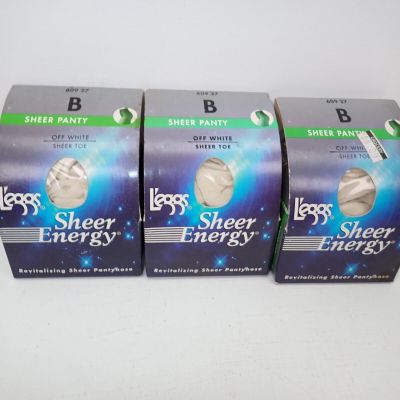 Leggs Pantyhose Sheer Energy Sheer Panty & Sheer Toe B Off White Vintage NOS #24