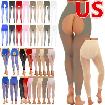 US Women's Sheer High Waist Tights See Through Stretch Footless Pantyhose Tights