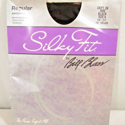 Bill Blass Silky Fit Pantyhose Size A Black Cotton Lined Sandalfoot New NOS