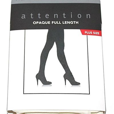 Attention White Opaque Full Length Tights  1 Pair - Plus Size 2X/3X