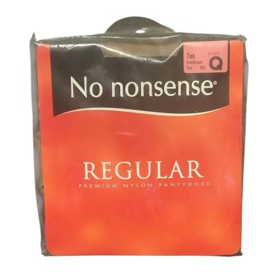No Nonsense Regular Nylon Pantyhose Tan Size Q Reinforced Durability Comfort NEW