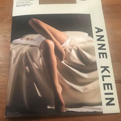 New Anne Klein Large Polished Sheer Basic Control Top Reinforced Toe Tights