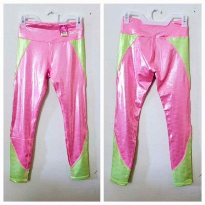 Size L 12/14 Justice Full Length Col X Block Legging Bright Pastel Pink Neon Gre