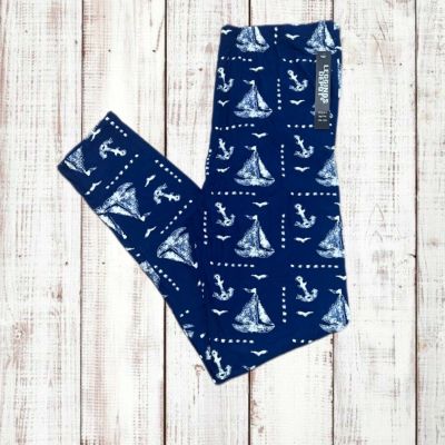 Women’s Leggings Depot Nautical Print Plus Size 3X NWT Stretchy Buttery Soft
