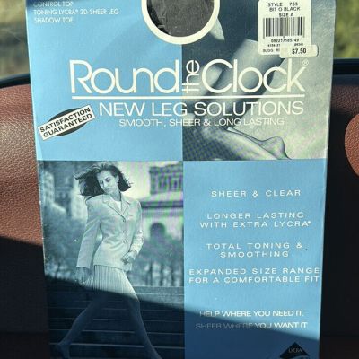 Round the clock style 753 control top toning Lycra pantyhose size A bit o black