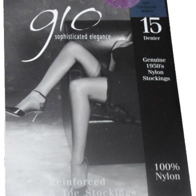 GIO Stockings RHT Nylons PLUM purple) full contrast black heel/toe/welt Sz S NIP