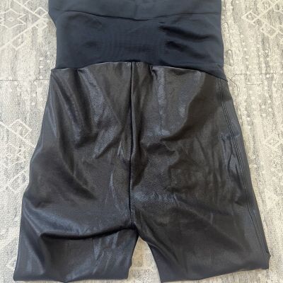 SPANX | Maternity Faux Leather High Waisted Leggings Over Belly Black Size L