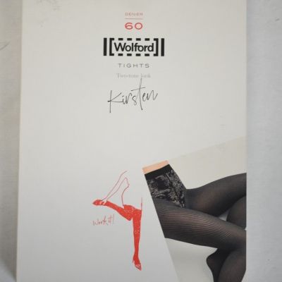 Wolford Kirsten Tights Two-Tone Denier 60 Star Ruby Black 14783 8949 XS New