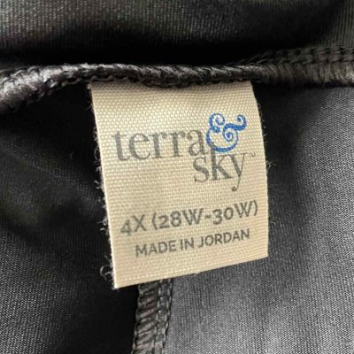 Terra & Sky Womens Plus Leggings Size 4X Faux Black Leather Skinny Leggings