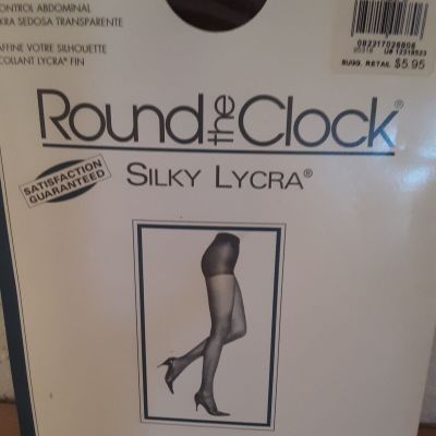 Vintage ROUND the CLOCK SILKY LYCRA Control Top Pantyhose Sz. B Chestnut...