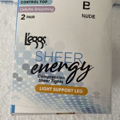 NEW 6 Pair Leggs Sheer Energy Control Top Size B Nude Light Support Leg