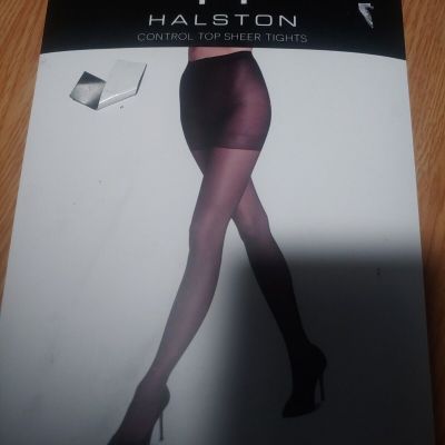 HALSTON CONTROL TOP SHEER TIGHTS - Size: SMALL- BLACK  20 DENIER .