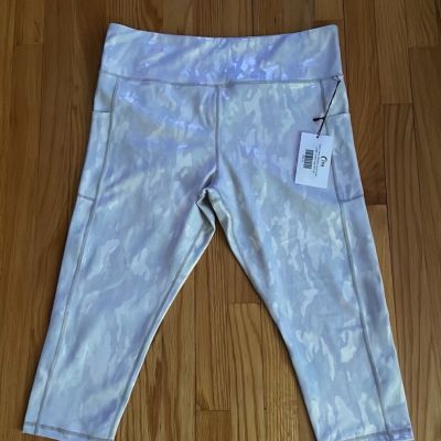 Zyia Active Size 20 Silver Camo Metallic pocket light n tight hi-rise capri