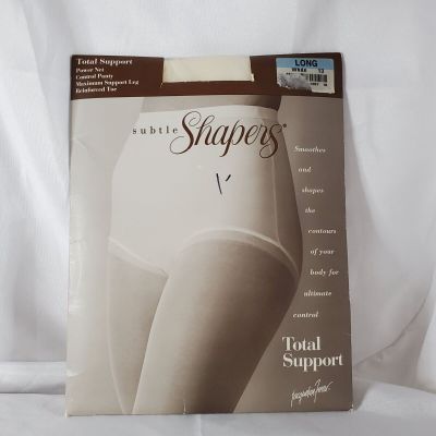 VTG JCPenney Pantyhose L Subtle Shapers Total Support Control Panty Long White