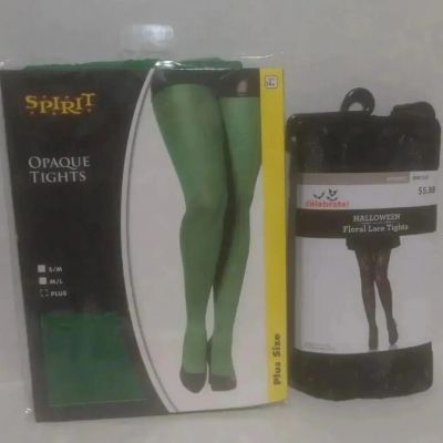 Opaque Tights Plus Size & Floral Lace Tights One Size