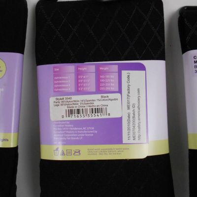 3 Curvation Textured Tights Tummy Smoother Microfiber,LOT OF 3 PAIR,CURVACEOUS 2