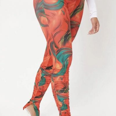 Fashion Nova- Into The Stacked Pant -  Orange Combo Size M