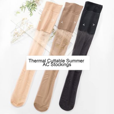 1 Pair Women Stockings Anti-slip Knee Protection Thermal Cuttable Summer Ac