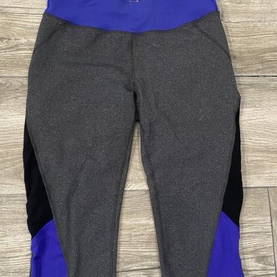 Tek Gear Shapewear Capri Workout Gear Charcoal Gray & Blue Skimmer Size Medium
